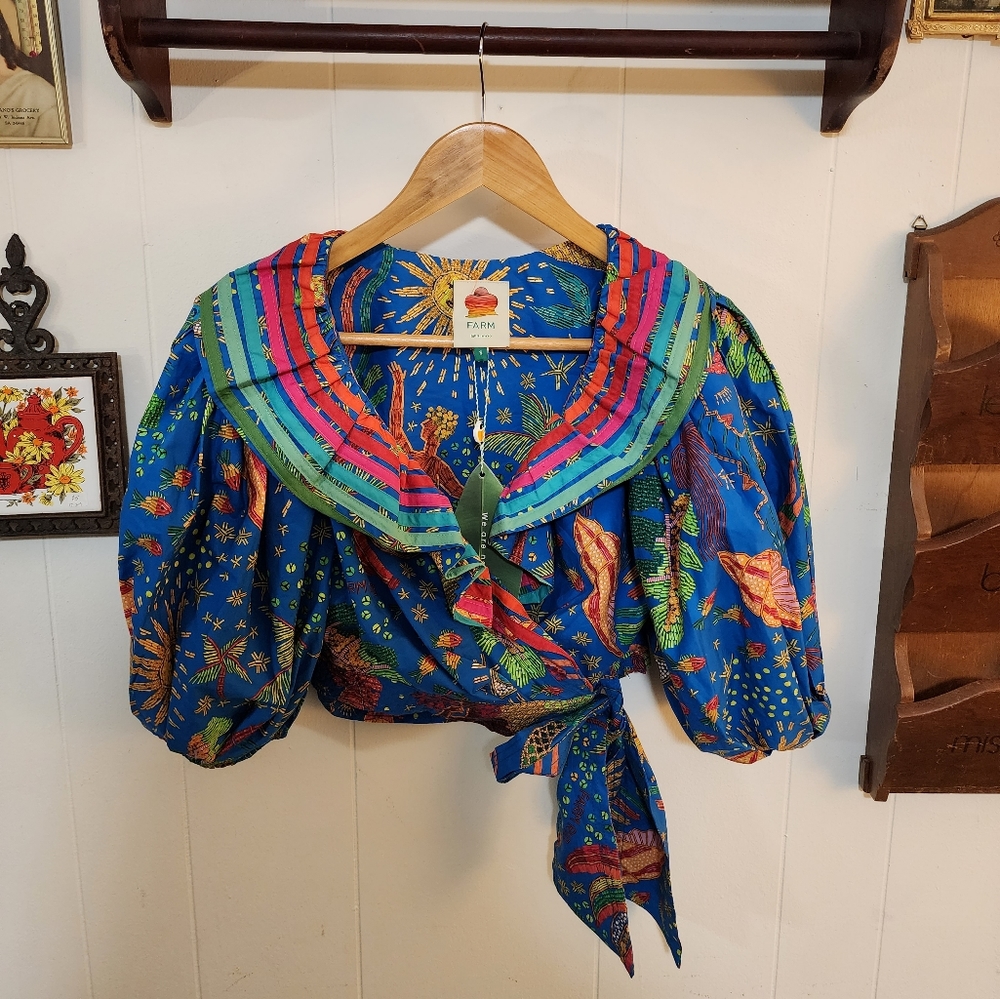 NWT Farm Rio Ocean Stories Blouse Small